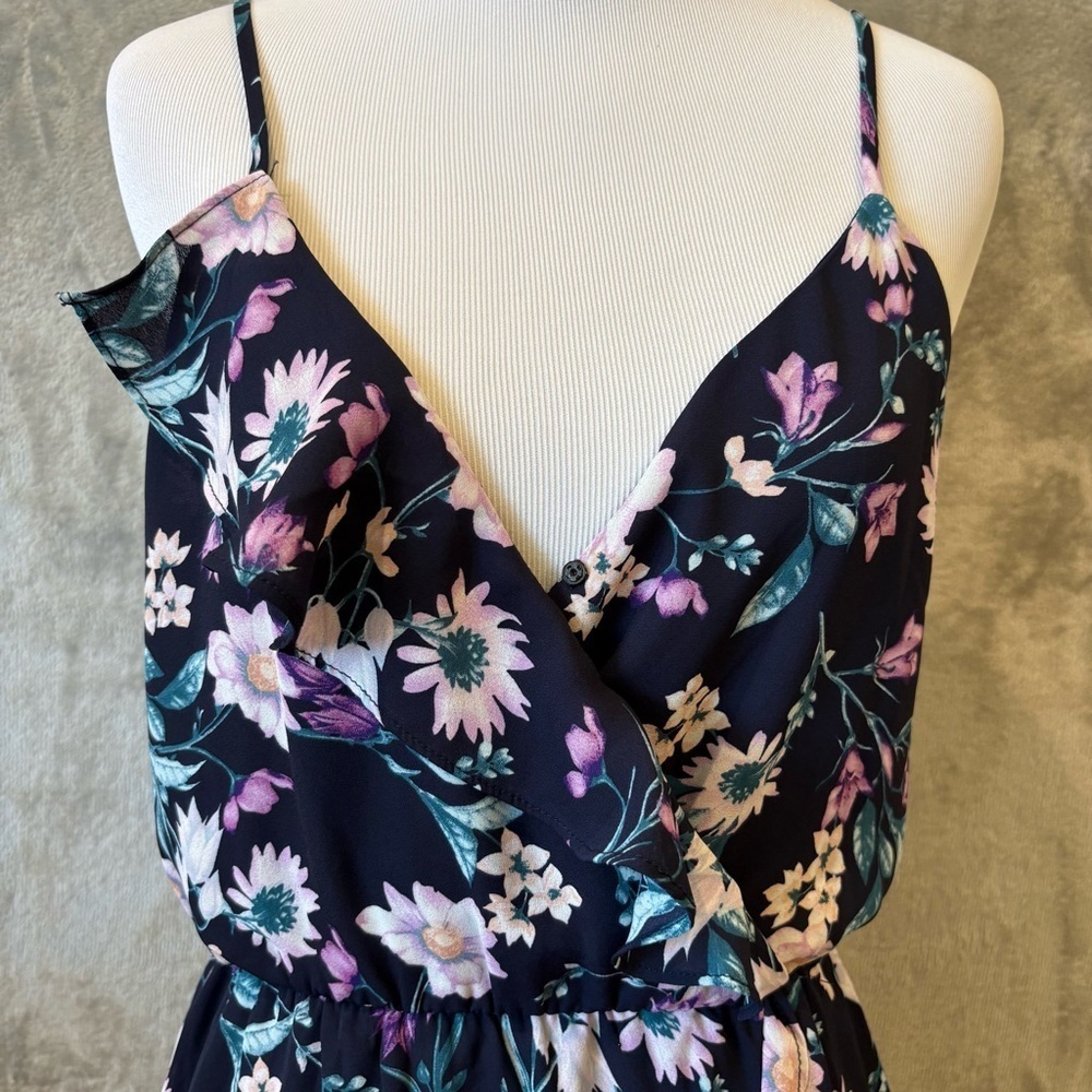 Floral Feminine Ruffle Date Night Coquette Spaghetti Strap Dress Sz S - Picture 2 of 9